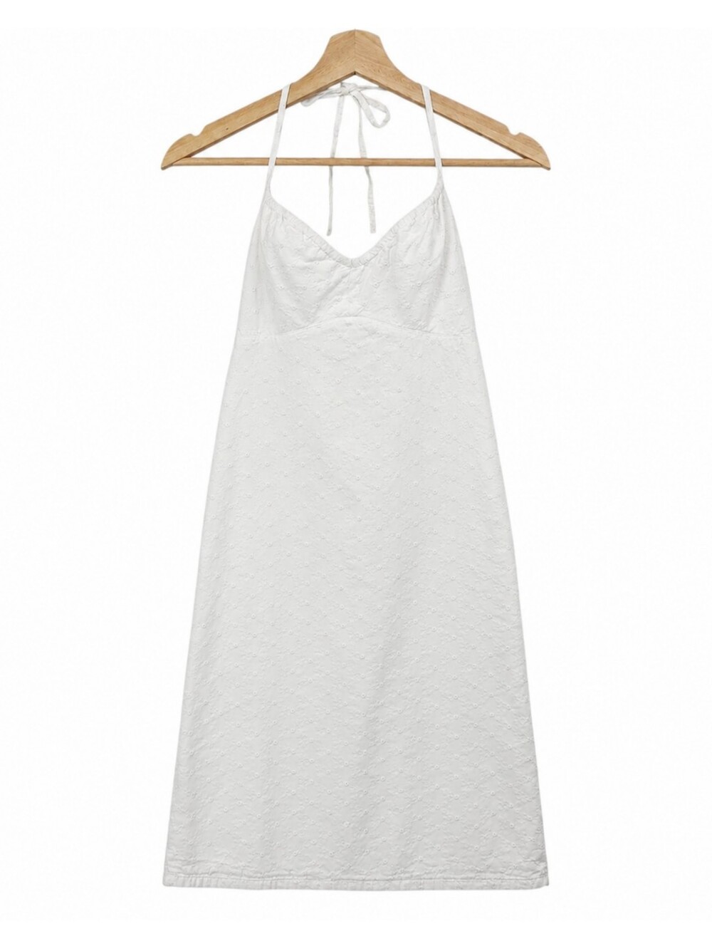 Vintage White Eyelet Halter Midi Dress